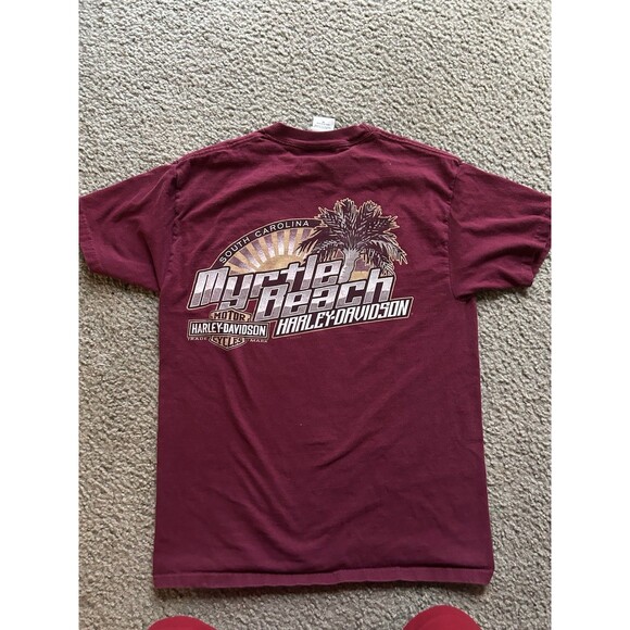 Vintage Harley Davidson Motorcycles Myrtle Beach South Carolina T-Shirt MED Red - Picture 1 of 6